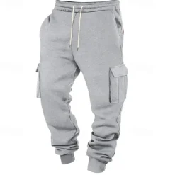 Men's Athletic Pants Joggers Trousers Cargo Sweatpants Pocket Drawstring Elastic Waist Plain Comfort Sports Outdoor Daily Fashion Casual Black White Micro-elastic