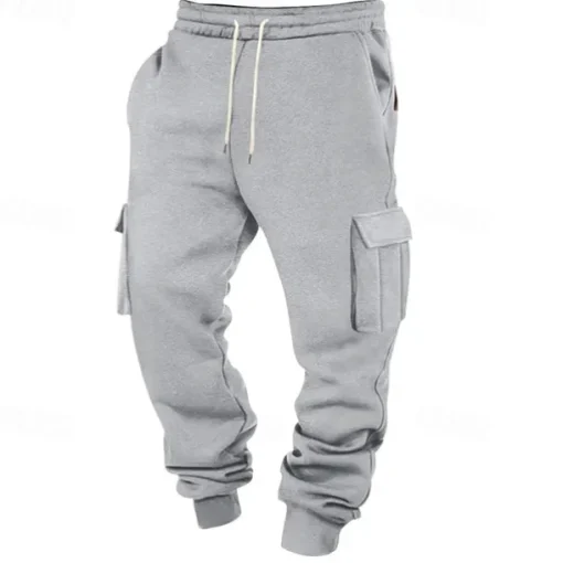 Men's Athletic Pants Joggers Trousers Cargo Sweatpants Pocket Drawstring Elastic Waist Plain Comfort Sports Outdoor Daily Fashion Casual Black White Micro-elastic
