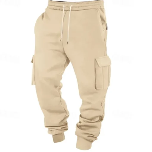 Men's Athletic Pants Joggers Trousers Cargo Sweatpants Pocket Drawstring Elastic Waist Plain Comfort Sports Outdoor Daily Fashion Casual Black White Micro-elastic