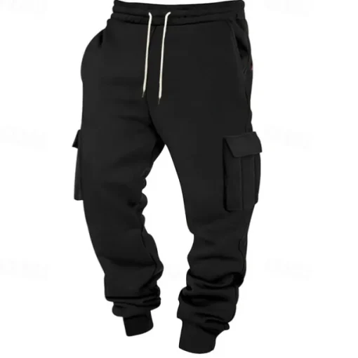 Men's Athletic Pants Joggers Trousers Cargo Sweatpants Pocket Drawstring Elastic Waist Plain Comfort Sports Outdoor Daily Fashion Casual Black White Micro-elastic