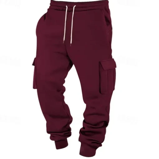 Men's Athletic Pants Joggers Trousers Cargo Sweatpants Pocket Drawstring Elastic Waist Plain Comfort Sports Outdoor Daily Fashion Casual Black White Micro-elastic