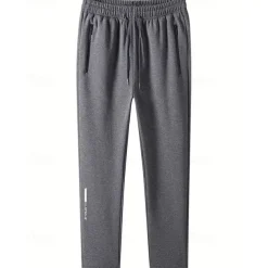 Men's Athletic Pants Jogging Pants Training Pants Pocket Elastic Waist Plain Comfort Sports Outdoor Sports Black Light Grey Micro-elastic