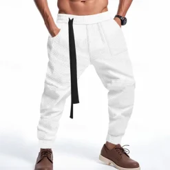 Men's Athletic Pants Sweatpants Joggers Trousers Pocket Drawstring Elastic Waist Plain Comfort Sports Outdoor Daily Fashion Casual Black White Micro-elastic