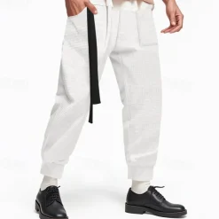 Men's Athletic Pants Sweatpants Joggers Trousers Pocket Drawstring Elastic Waist Plain Comfort Sports Outdoor Daily Fashion Casual Black White Micro-elastic
