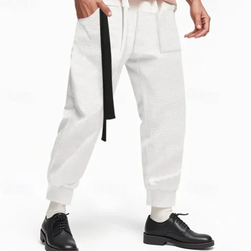 Men's Athletic Pants Sweatpants Joggers Trousers Pocket Drawstring Elastic Waist Plain Comfort Sports Outdoor Daily Fashion Casual Black White Micro-elastic