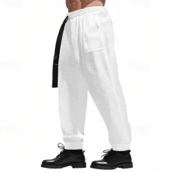 Men's Athletic Pants Sweatpants Joggers Trousers Pocket Drawstring Elastic Waist Plain Comfort Sports Outdoor Daily Fashion Casual Black White Micro-elastic
