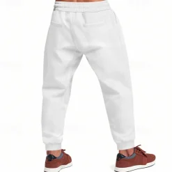Men's Athletic Pants Sweatpants Joggers Trousers Pocket Drawstring Elastic Waist Plain Comfort Sports Outdoor Daily Fashion Casual Black White Micro-elastic