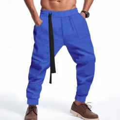 Men's Athletic Pants Sweatpants Joggers Trousers Pocket Drawstring Elastic Waist Plain Comfort Sports Outdoor Daily Fashion Casual Black White Micro-elastic