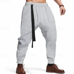 Men's Athletic Pants Sweatpants Joggers Trousers Pocket Drawstring Elastic Waist Plain Comfort Sports Outdoor Daily Fashion Casual Black White Micro-elastic