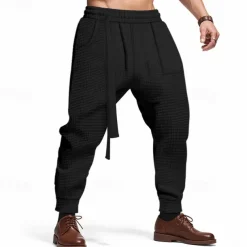 Men's Athletic Pants Sweatpants Joggers Trousers Pocket Drawstring Elastic Waist Plain Comfort Sports Outdoor Daily Fashion Casual Black White Micro-elastic