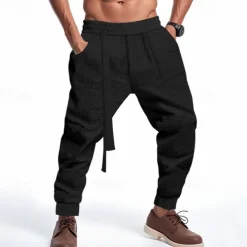 Men's Athletic Pants Sweatpants Joggers Trousers Pocket Drawstring Elastic Waist Plain Comfort Sports Outdoor Daily Fashion Casual Black White Micro-elastic