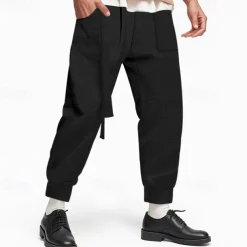 Men's Athletic Pants Sweatpants Joggers Trousers Pocket Drawstring Elastic Waist Plain Comfort Sports Outdoor Daily Fashion Casual Black White Micro-elastic