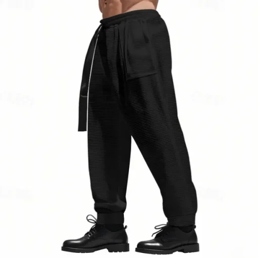 Men's Athletic Pants Sweatpants Joggers Trousers Pocket Drawstring Elastic Waist Plain Comfort Sports Outdoor Daily Fashion Casual Black White Micro-elastic