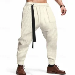 Men's Athletic Pants Sweatpants Joggers Trousers Pocket Drawstring Elastic Waist Plain Comfort Sports Outdoor Daily Fashion Casual Black White Micro-elastic