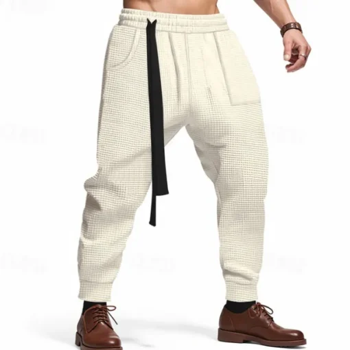 Men's Athletic Pants Sweatpants Joggers Trousers Pocket Drawstring Elastic Waist Plain Comfort Sports Outdoor Daily Fashion Casual Black White Micro-elastic