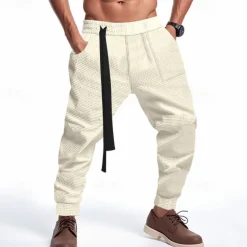 Men's Athletic Pants Sweatpants Joggers Trousers Pocket Drawstring Elastic Waist Plain Comfort Sports Outdoor Daily Fashion Casual Black White Micro-elastic