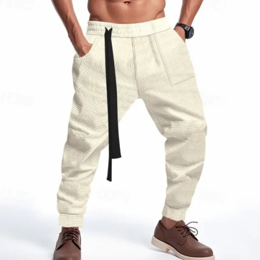 Men's Athletic Pants Sweatpants Joggers Trousers Pocket Drawstring Elastic Waist Plain Comfort Sports Outdoor Daily Fashion Casual Black White Micro-elastic