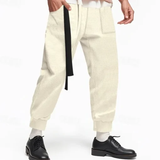 Men's Athletic Pants Sweatpants Joggers Trousers Pocket Drawstring Elastic Waist Plain Comfort Sports Outdoor Daily Fashion Casual Black White Micro-elastic