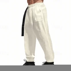 Men's Athletic Pants Sweatpants Joggers Trousers Pocket Drawstring Elastic Waist Plain Comfort Sports Outdoor Daily Fashion Casual Black White Micro-elastic