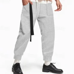 Men's Athletic Pants Sweatpants Joggers Trousers Pocket Drawstring Elastic Waist Plain Comfort Sports Outdoor Daily Fashion Casual Black White Micro-elastic
