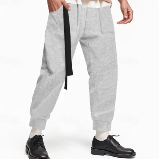 Men's Athletic Pants Sweatpants Joggers Trousers Pocket Drawstring Elastic Waist Plain Comfort Sports Outdoor Daily Fashion Casual Black White Micro-elastic