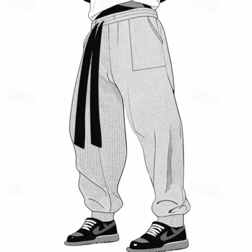 Men's Athletic Pants Sweatpants Joggers Trousers Pocket Drawstring Elastic Waist Plain Comfort Sports Outdoor Daily Fashion Casual Black White Micro-elastic
