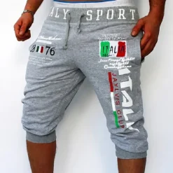 Men's Athletic Pants Sweatpants Capri Pants Drawstring Print Letter Sports Outdoor Weekend Streetwear Stylish Black White Micro-elastic
