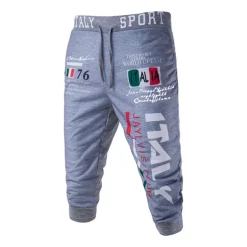 Men's Athletic Pants Sweatpants Capri Pants Drawstring Print Letter Sports Outdoor Weekend Streetwear Stylish Black White Micro-elastic