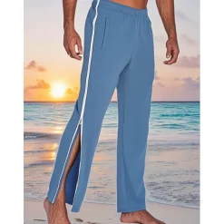 Men's Athletic Pants Sweatpants Tear Away Pants Trousers Straight Leg Sweatpants Zipper Pocket Elastic Waist Plain Comfort Sports Outdoor Daily Fashion Casual Black Blue Micro-elastic