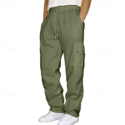 Men's Athletic Pants Sweatpants Trousers Pocket Drawstring Elastic Waist Plain Comfort Sports Outdoor Daily Fashion Casual Light Khaki Black Micro-elastic