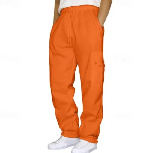 Men's Athletic Pants Sweatpants Trousers Pocket Drawstring Elastic Waist Plain Comfort Sports Outdoor Daily Fashion Casual Light Khaki Black Micro-elastic