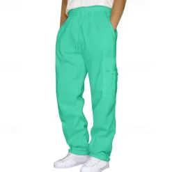 Men's Athletic Pants Sweatpants Trousers Pocket Drawstring Elastic Waist Plain Comfort Sports Outdoor Daily Fashion Casual Light Khaki Black Micro-elastic
