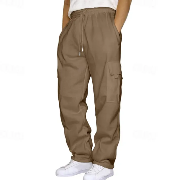 Men's Athletic Pants Sweatpants Trousers Pocket Drawstring Elastic Waist Plain Comfort Sports Outdoor Daily Fashion Casual Light Khaki Black Micro-elastic