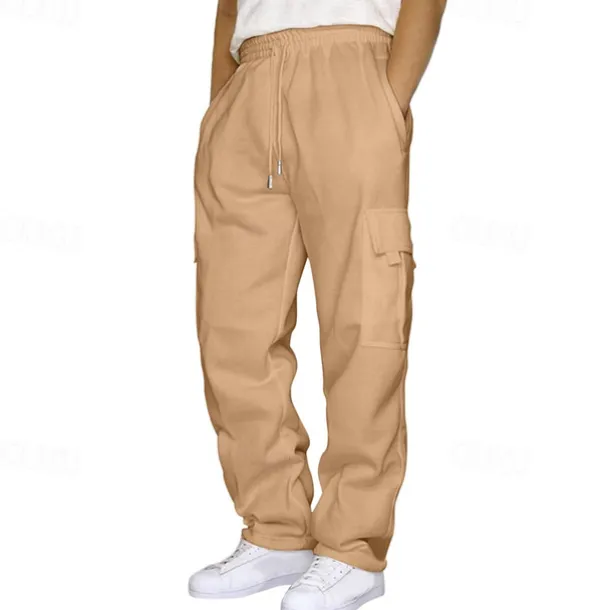 Men's Athletic Pants Sweatpants Trousers Pocket Drawstring Elastic Waist Plain Comfort Sports Outdoor Daily Fashion Casual Light Khaki Black Micro-elastic