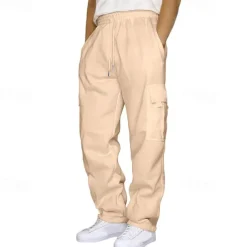 Men's Athletic Pants Sweatpants Trousers Pocket Drawstring Elastic Waist Plain Comfort Sports Outdoor Daily Fashion Casual Light Khaki Black Micro-elastic