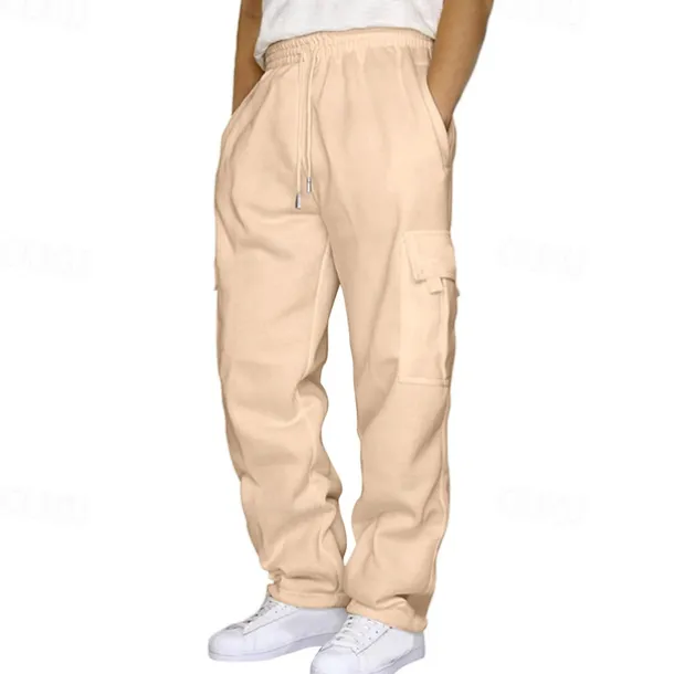 Men's Athletic Pants Sweatpants Trousers Pocket Drawstring Elastic Waist Plain Comfort Sports Outdoor Daily Fashion Casual Light Khaki Black Micro-elastic