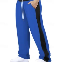 Men's Athletic Pants Wide Leg Sweatpants Trousers Pocket Drawstring Elastic Waist Color Block Comfort Sports Outdoor Daily Fashion Casual Black Red Micro-elastic