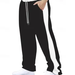 Men's Athletic Pants Wide Leg Sweatpants Trousers Pocket Drawstring Elastic Waist Color Block Comfort Sports Outdoor Daily Fashion Casual Black Red Micro-elastic