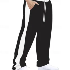 Men's Athletic Pants Wide Leg Sweatpants Trousers Pocket Drawstring Elastic Waist Color Block Comfort Sports Outdoor Daily Fashion Casual Black Red Micro-elastic