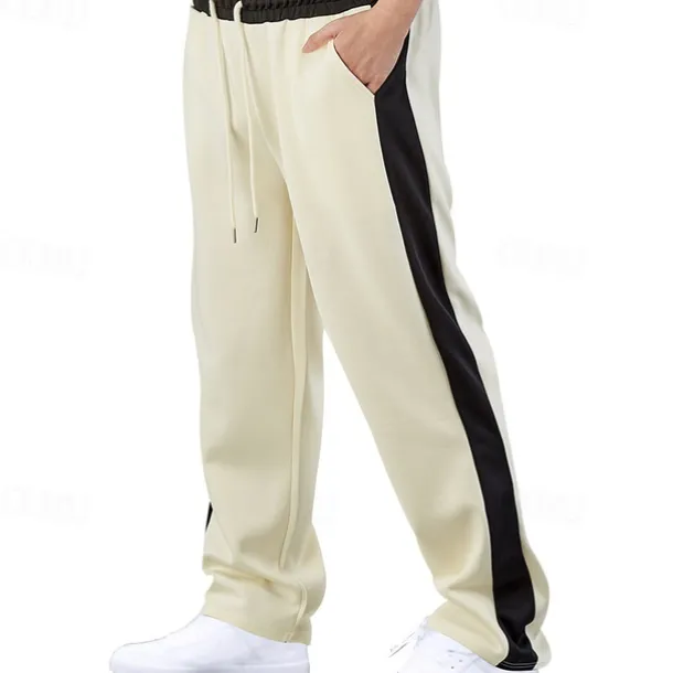 Men's Athletic Pants Wide Leg Sweatpants Trousers Pocket Drawstring Elastic Waist Color Block Comfort Sports Outdoor Daily Fashion Casual Black Red Micro-elastic
