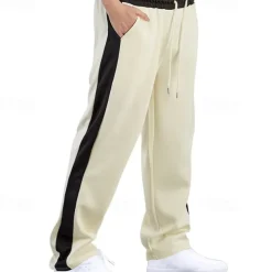 Men's Athletic Pants Wide Leg Sweatpants Trousers Pocket Drawstring Elastic Waist Color Block Comfort Sports Outdoor Daily Fashion Casual Black Red Micro-elastic
