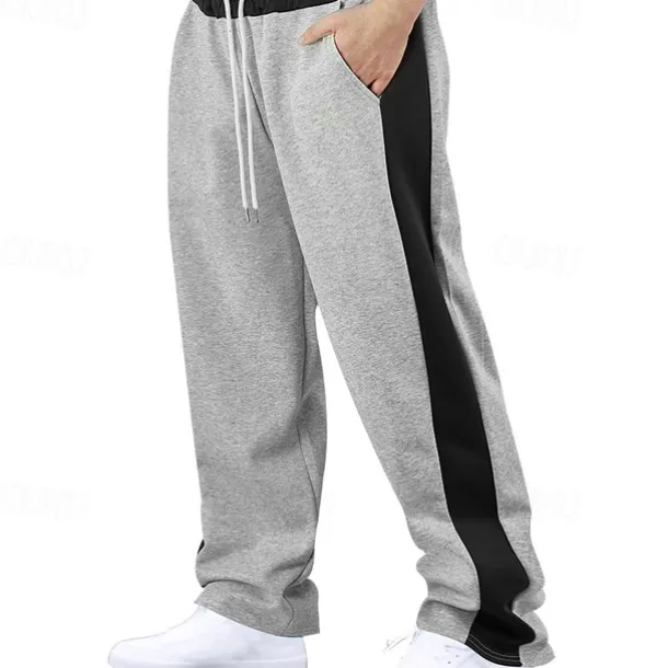 Men's Athletic Pants Wide Leg Sweatpants Trousers Pocket Drawstring Elastic Waist Color Block Comfort Sports Outdoor Daily Fashion Casual Black Red Micro-elastic