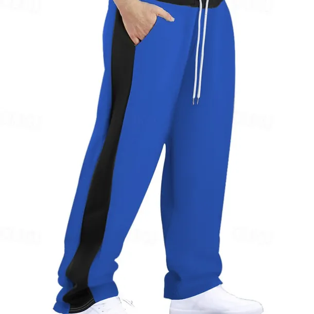 Men's Athletic Pants Wide Leg Sweatpants Trousers Pocket Drawstring Elastic Waist Color Block Comfort Sports Outdoor Daily Fashion Casual Black Red Micro-elastic