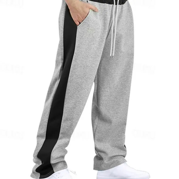 Men's Athletic Pants Wide Leg Sweatpants Trousers Pocket Drawstring Elastic Waist Color Block Comfort Sports Outdoor Daily Fashion Casual Black Red Micro-elastic