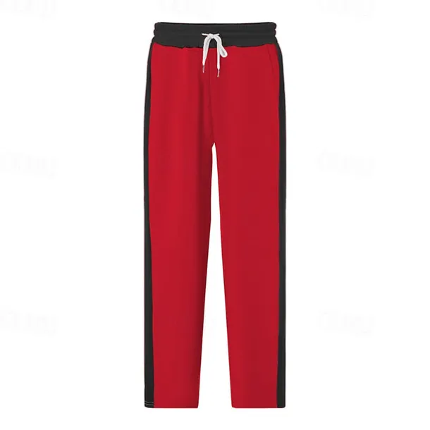 Men's Athletic Pants Wide Leg Sweatpants Trousers Pocket Drawstring Elastic Waist Color Block Comfort Sports Outdoor Daily Fashion Casual Black Red Micro-elastic