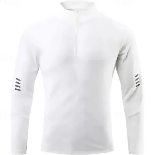 Men's Athletic Shirt Gym Shirt Fitness Shirt Padded Compression Shirt Quarter Zip Long Sleeve Jersey Casual Athleisure Fall Spandex Breathable Quick Dry Soft Gym Workout Running Walking Sportswear