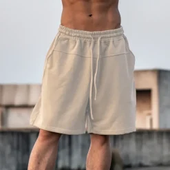 Men's Athletic Shorts Active Shorts Sweat Shorts Pocket Plain Comfort Breathable Outdoor Daily Going out 100% Cotton Fashion Casual Black Brown