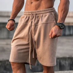 Men's Athletic Shorts Active Shorts Sweat Shorts Pocket Plain Comfort Breathable Outdoor Daily Going out 100% Cotton Fashion Casual Black Brown
