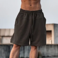 Men's Athletic Shorts Active Shorts Sweat Shorts Pocket Plain Comfort Breathable Outdoor Daily Going out 100% Cotton Fashion Casual Black Brown