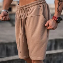 Men's Athletic Shorts Active Shorts Sweat Shorts Pocket Plain Comfort Breathable Outdoor Daily Going out 100% Cotton Fashion Casual Black Brown